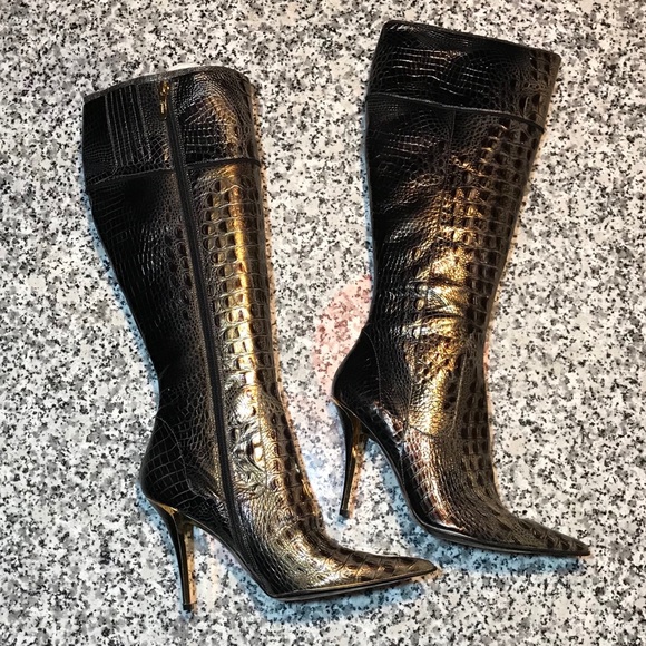 🔥 MARCIANO NWT Knee High Faux Alligator Boots - Picture 2 of 6